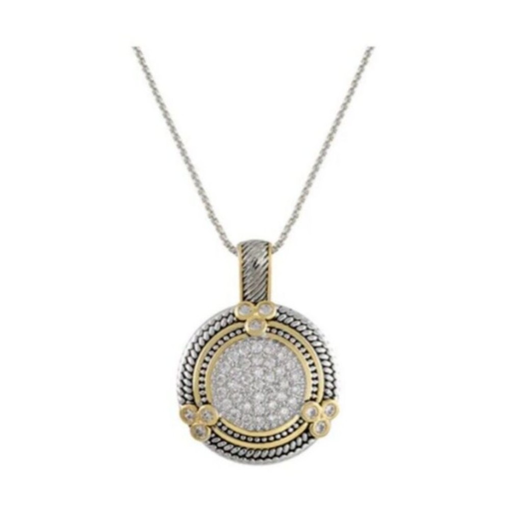 Emma Skye 17” Necklace & Pendant Yellow Plate Stainless Steele Cubic Zirconia